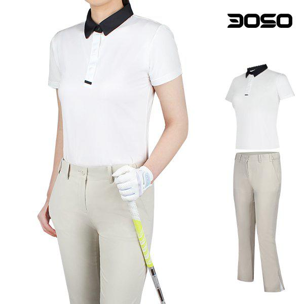 []女性ゴルフウェア 夏 ゴルフTシャツ+ゴルフパンツ セット/WLMHK