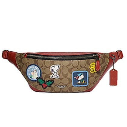 PEANUTS WARREN BELT BAG IN SIGNATURE CANVAS WITH PATCHES ボディバッグ スヌーピー パッチ ワーレン ベルト バッグ CE541 CE541