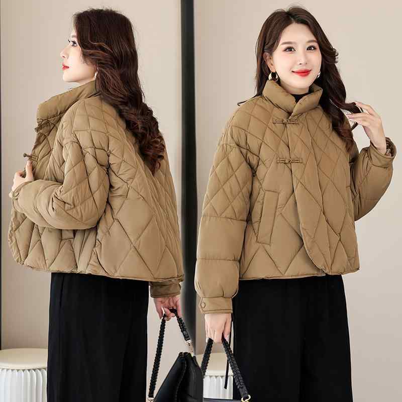 秋服 レディース ファッション オシャレ カワイイ シンプル 大人カワイイ 大きいサイズ ク バックル ダウン 綿 コート 冬 スタイル スタンドカラー スリム ジャケット