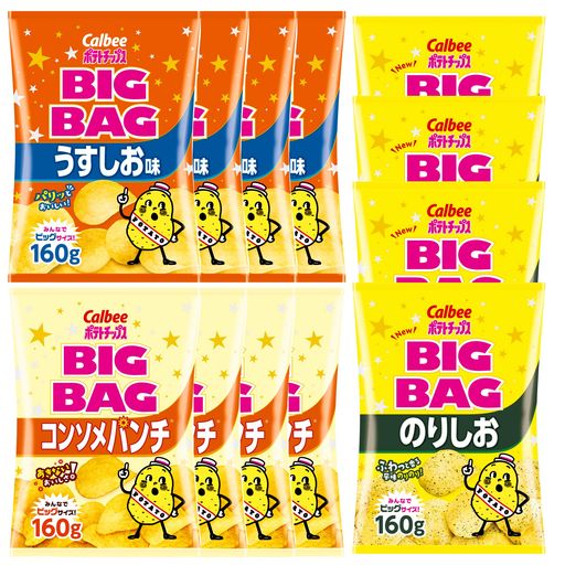 [ポテトチップス]カルビー ポテトチップスビッグバッグ 3種アソート 計12袋