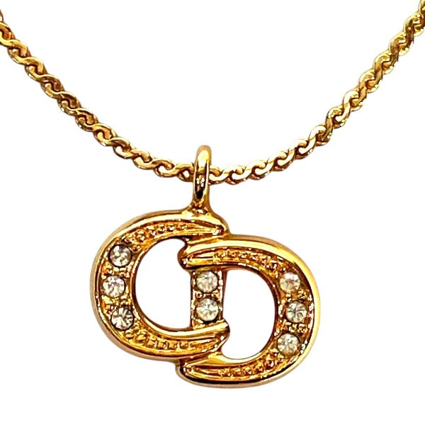 ディオール CDロゴ ゴールド ラインストーン ネックレス レディース 【中古】