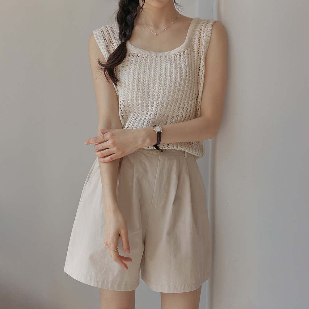 ジェントビーバックストラップネットニットスリーブレス