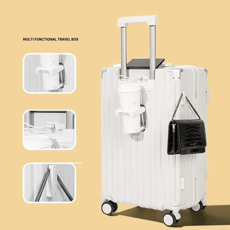 スーツケース 軽量 多機能カップホルダー付き USB充電可能 機内持ち込み キャリーケース 多色キャリーケース 旅行かばん 男女兼用 大容量 修学旅行 国内旅行す 丈夫で長持ちする短途旅行