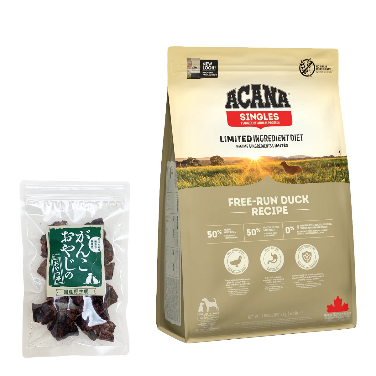 シングル フリーランダック 2kg ドッグフード【国産鹿ラング15g付き】