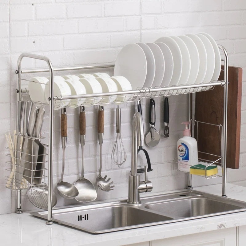 9in6-shop水切りラック シンク上 食器水切りラック水切り伸縮式 台所用品 キッチン収納 食器乾燥ラック 水切りかご ラック ステンレス製 (幅50CM新しい