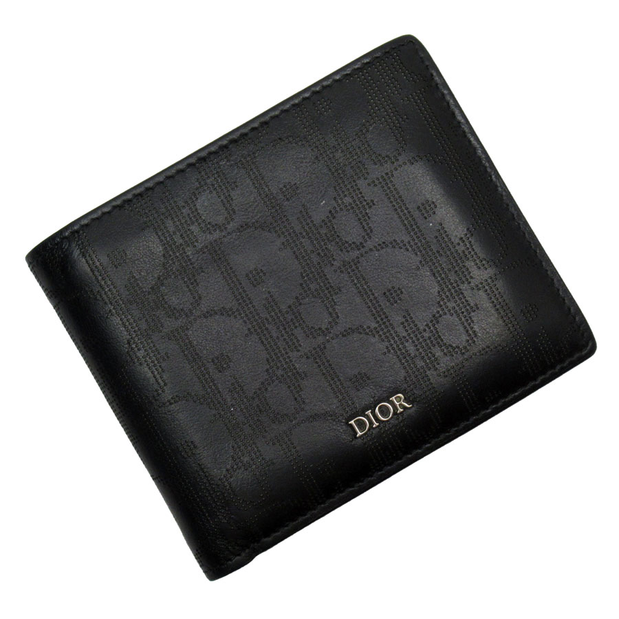 クリスチャンディオール Christian Dior 二つ折り財布 オブリーク ギャラクシー ブラック メンズ g3896g