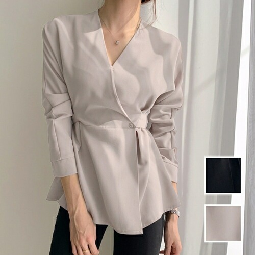 ブラウス シャツ 韓国 ファッション レディース 春 秋 冬 カジュアル コーデ シンプル 定番 セレカジ 20代 30代 40代 2025 Vネック カシュクール バックリボン エレガント