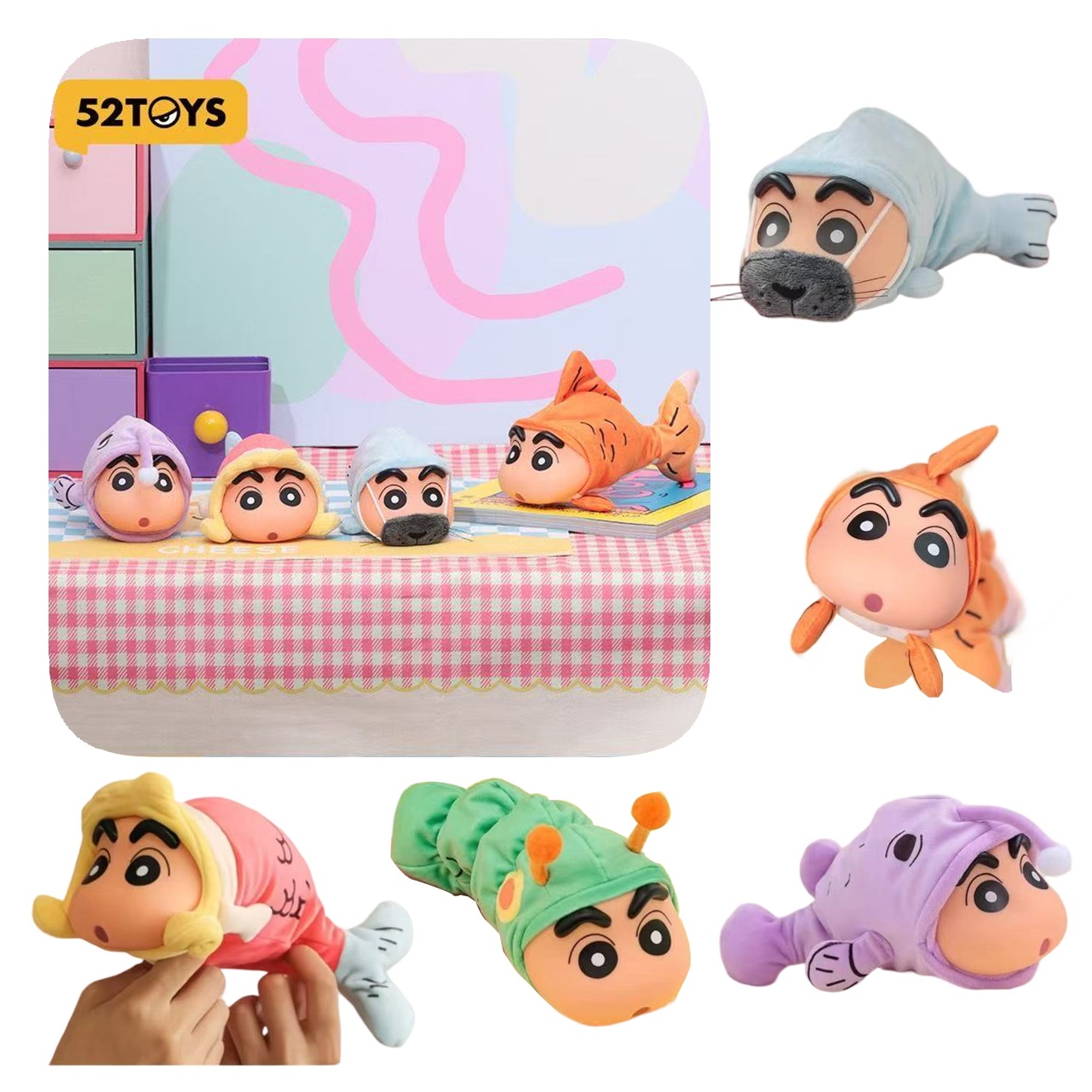 【公式正规品】クレヨンしんちゃん ダラダラニューライフ 可動フィッシュ ブラインドボックス ミニフィギュア トレンドトイ アニメグッズ コレクション ディスプレイ ギフト プレゼント