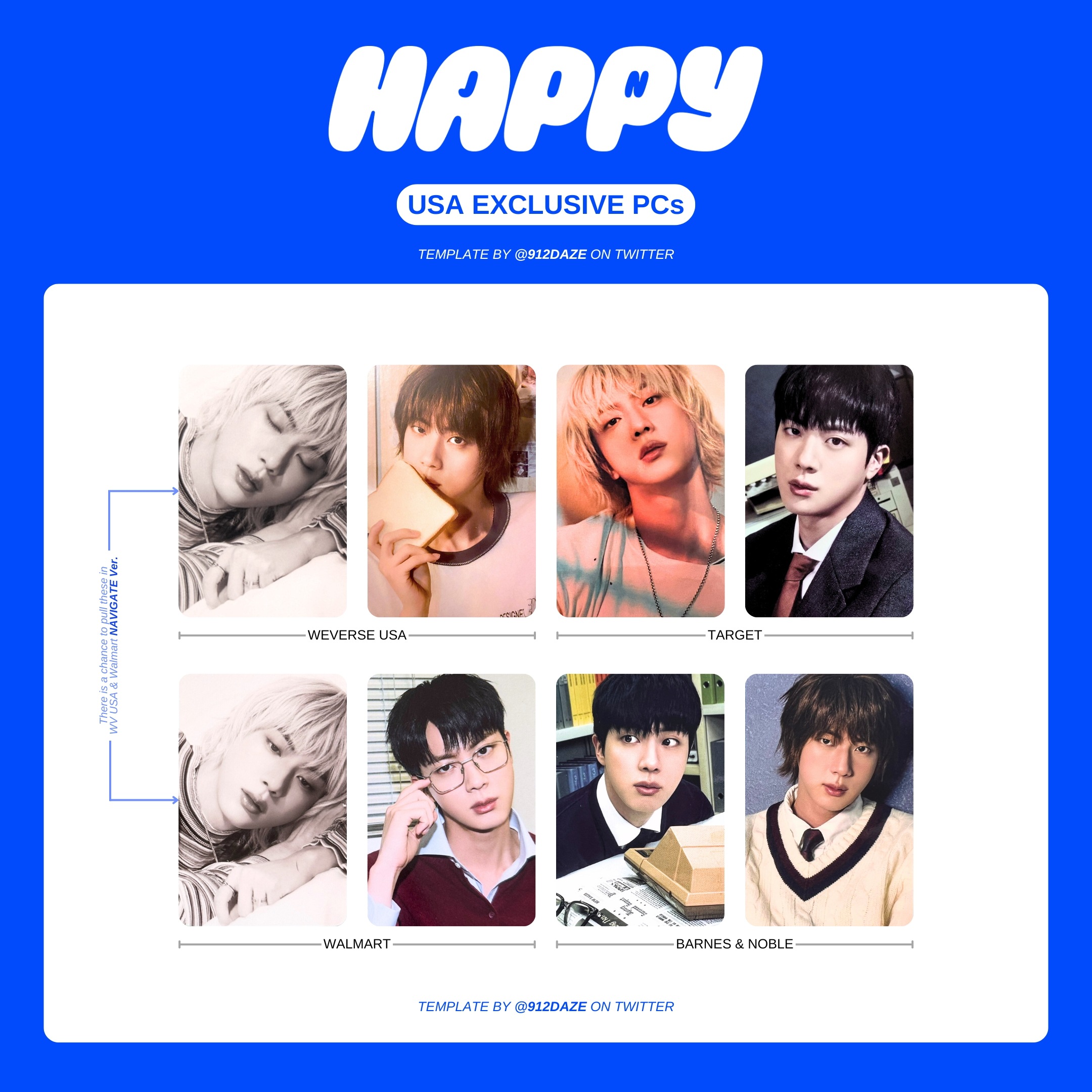 BTS 防弾少年団 ソロアルバム JIN HAPPY US exclusive 特典 フォトカード WEVERSE USA TARGET WALMART B&