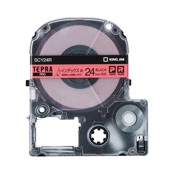 （まとめ）キングジム テプラ PROテープカートリッジ インデックスラベル 24mm 赤/黒文字 SCY24R 1個(×5セット)