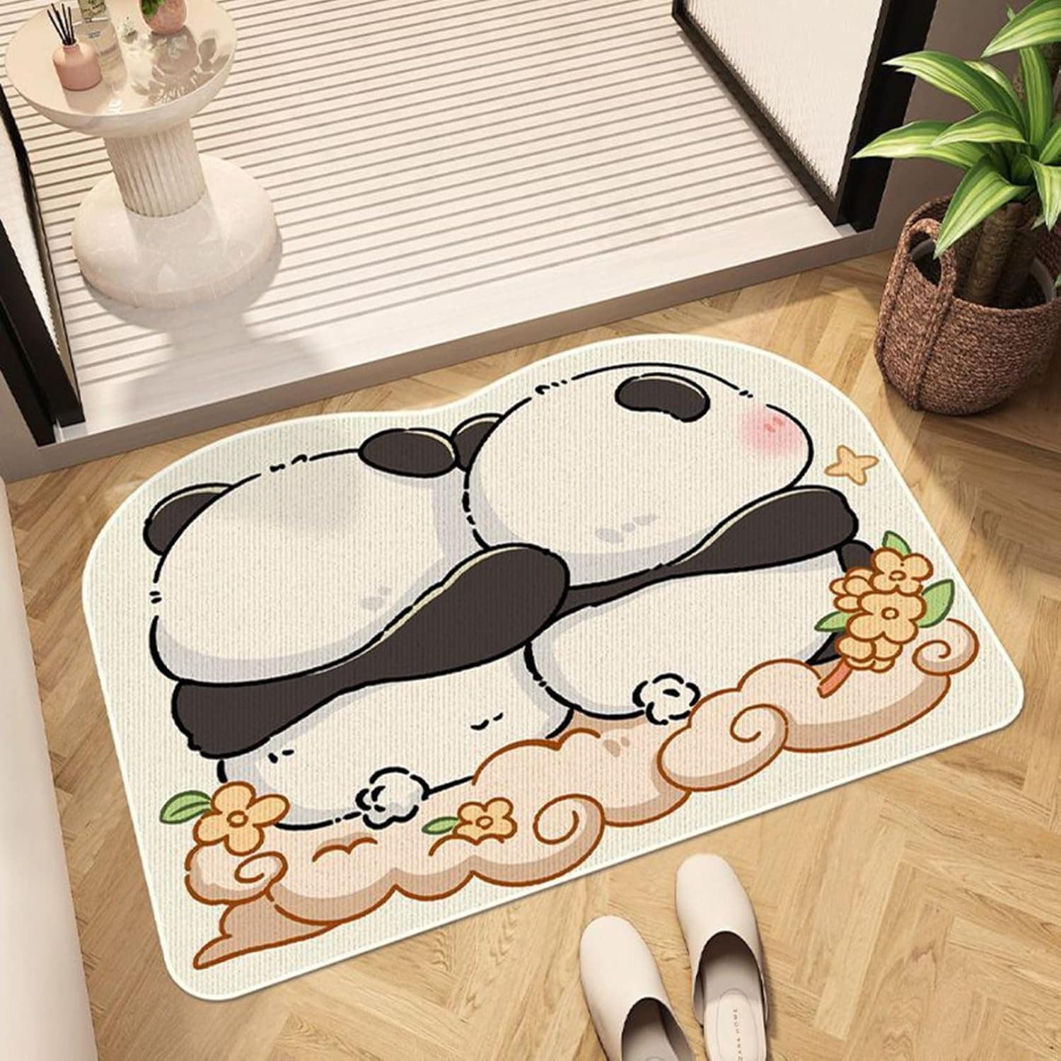 バスマット お風呂マット パンダ柄 玄関マット ドア 速乾 キッチン 室内 バス ルーム 洗濯可能 滑り止め付 ふかふか マイクロファイバー パンダのお尻 40*60cm 長方
