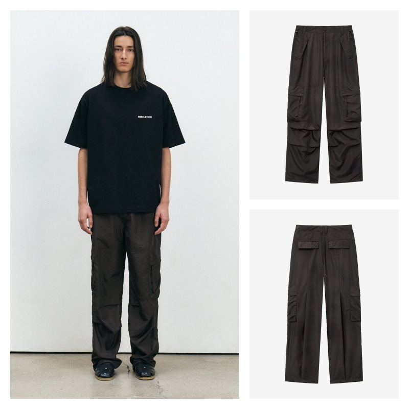 【INSILENCE】 LIGHTWEIGHT TIE DYE CARGO PANTS : DARK BROWN