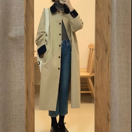 アウター コート ジャケット ロング丈 襟付き ストレート ポケット 厚手 かわいい 大人可愛い