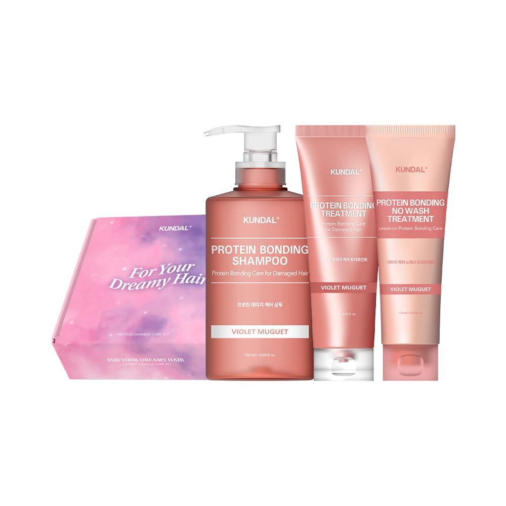 【KUNDAL/クンダル】ダメージケア3個入りセット（シャンプー500ml+トリートメント250ml +ノーウォッシュトリートメント130ml） #バイオレットミュゲ #Violet Muguet #