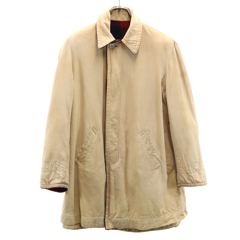 Harriswear 50s 60s ヴィンテージ チェック×無地 長袖 リバーシブル ジャケット ベージュ×レッド系 メンズ