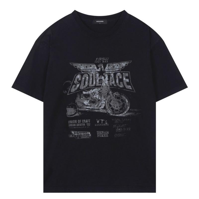 男性20番手ヴィンテージクラックアート半袖Tシャツ19_US