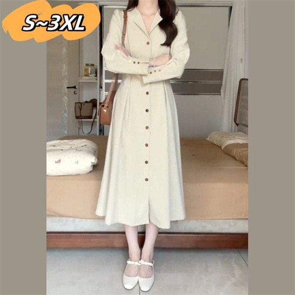新作 フランス風 シャツワンピース ロングスカート ロングドレス レディース 春ワンピース 大人可愛い
