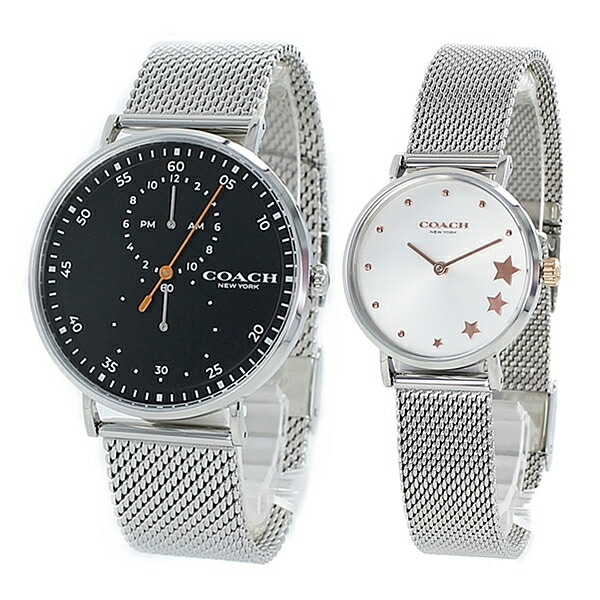 コーチ メンズ レディース 腕時計 手表 日常的に使える ペアギフト 喜ばれる ペア 結婚祝い 夫婦 友達 カップル チャールズ ペリー シルバー メッシュ 時計 アクセサリー 大人 カジュアルギフト