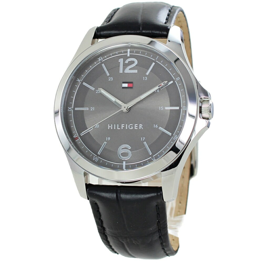 TOMMY HILFIGER トミーヒルフィガー 腕時計 手表 メンズ 男性 かっこいい 見やすい 父 おしゃれ ブランド 感謝 誕生日 男友達 ギフト 贈り物 レザーベルト ウォッチ ブラック プレ