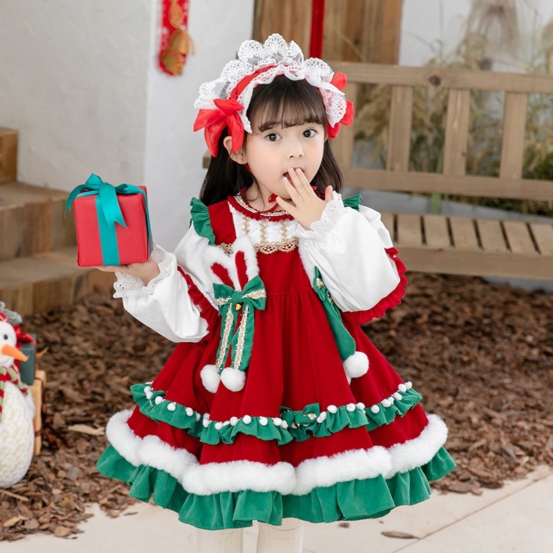 2024ウィンタードレスガールズロリータぬいぐるみパッド入りプリンセスドレスガールズニュードレスロリータドレス