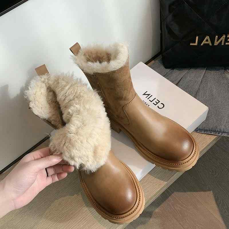 ショートブーツ もこもこ ブーツ ショート丈 ミドル丈 黒 茶色 かわいい ファー おしゃれ 紐なし 靴 シューズ サイドファスナー ラウンドトゥ 太ヒール ミドルヒール 歩きやすい 暖かい ふわふわ