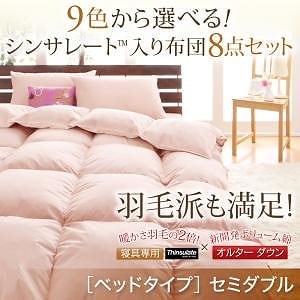 9色から選べる シンサレート入り 布団 8点セット ベッドタイプ セミダブル ワインレッド