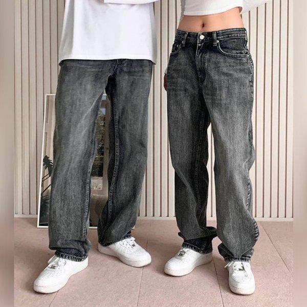 男女共用オールブラッシュ ダーティ ワイド デニム パンツ UJ-JEA-8079