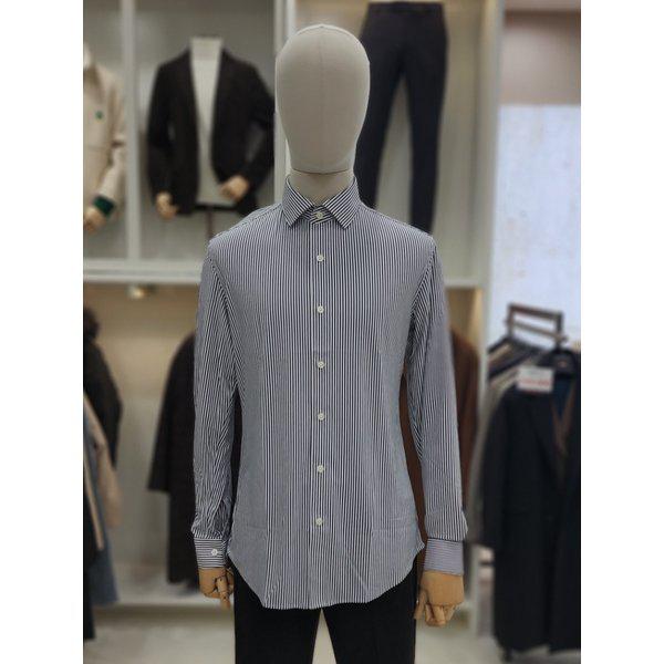 [始興店] [AND Z()] ストライプネイビー スパンシャツ (BZD5WD1201 SNV)