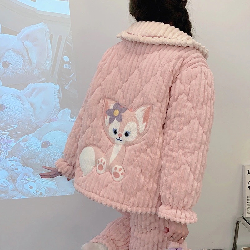 通学 レイナベルパジャマ女秋冬珊瑚絨毯三重綿入れ厚手加絨毯保温フランネル部屋着 保育園 小学部