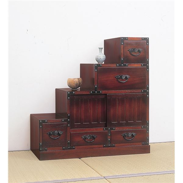 民芸調タンス/階段箪笥 (左下がり/幅67cm) 木製(桐) (完成品) 17,252円