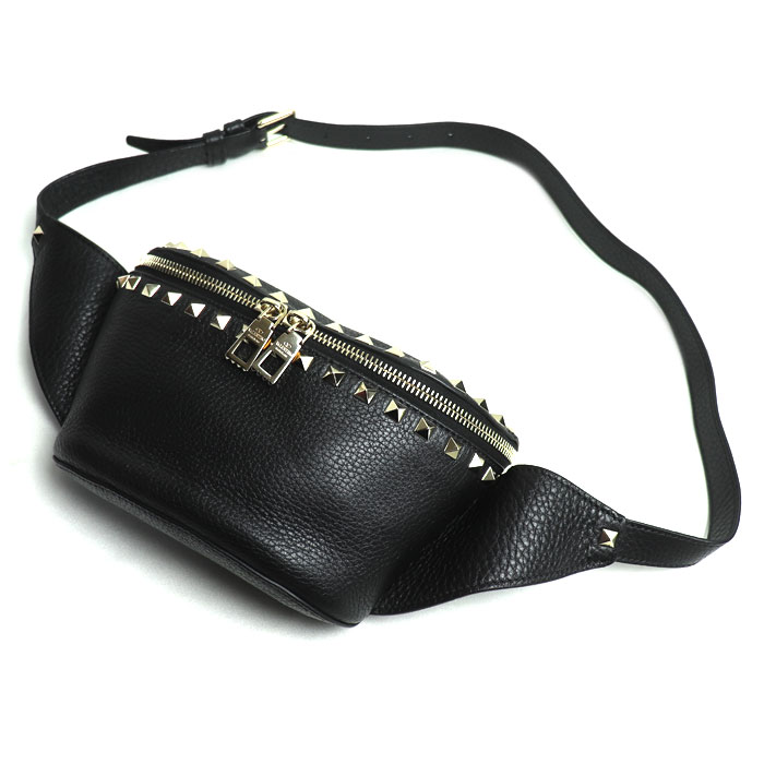 Valentino Garavani ヴァレンティノ・ガラヴァーニ ロックスタッズ ボディバッグ ブラック RW2B0D15 ユニセックス 中古