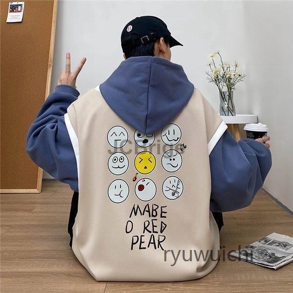 パーカー メンズ 秋服 秋服トレーナー メンズ プルオーバー 長袖 プリント ロゴ 可愛い レイヤードトレーナー パーカー 韓国風 春秋