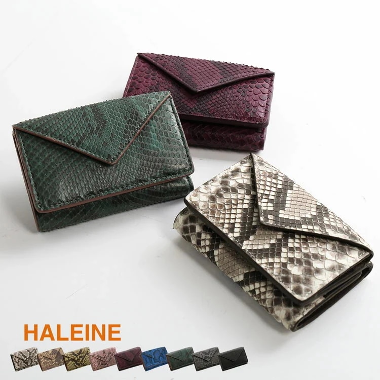 [HALEINE]ダイヤモンドパイソンレザー蛇革ミニ財布