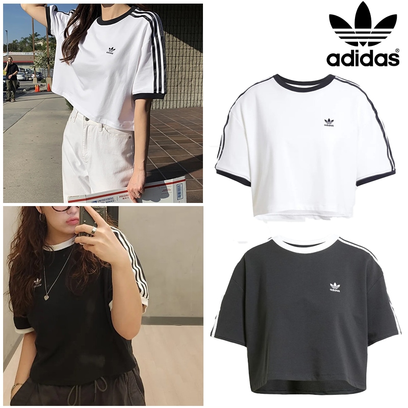 Tシャツ・カットソー adidas 3S loose crop tee black JC8149 adidas 3s Loose Crop Top 'Black' JC8149