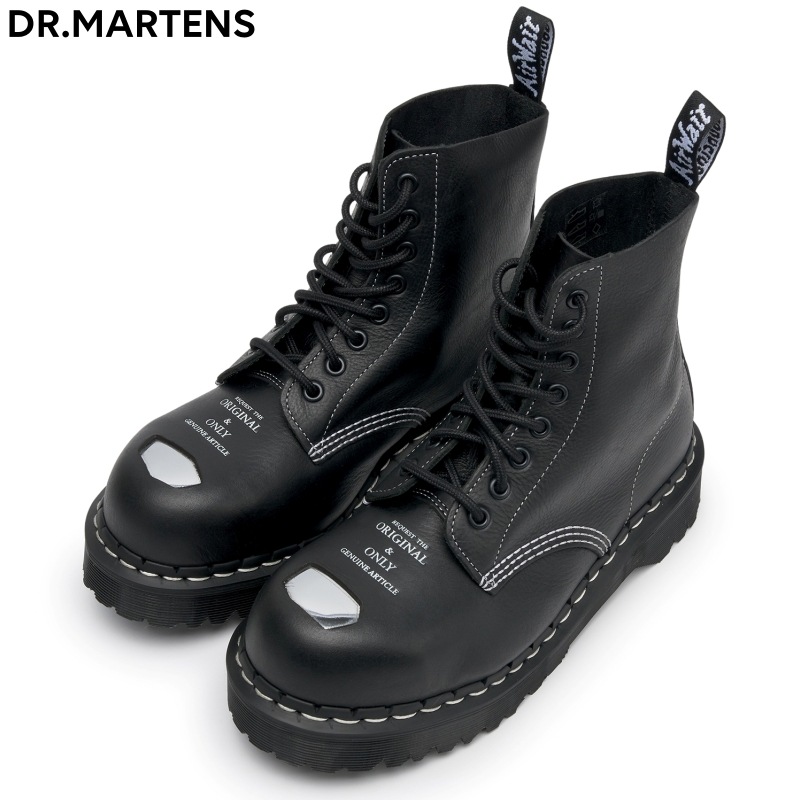 [DR.MARTENS] ドクターマーチン 1460 PASCAL スチールトゥ 8 ホール 厚底 ブーツ ホワイト ステッチ BLACK / 31502001