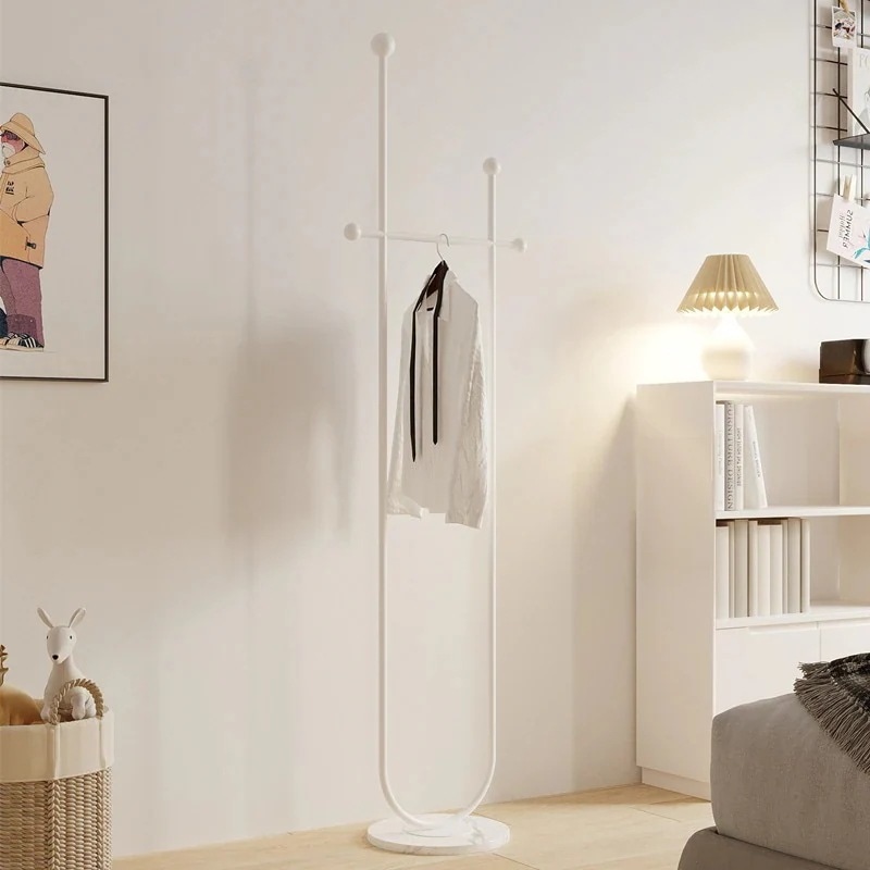 ハンガーラック U字型 省スペース トレイ無し おしゃれ インテリア 高温焼付塗装 大理石調 台座 衣類ハンガー コートラック ゴールド