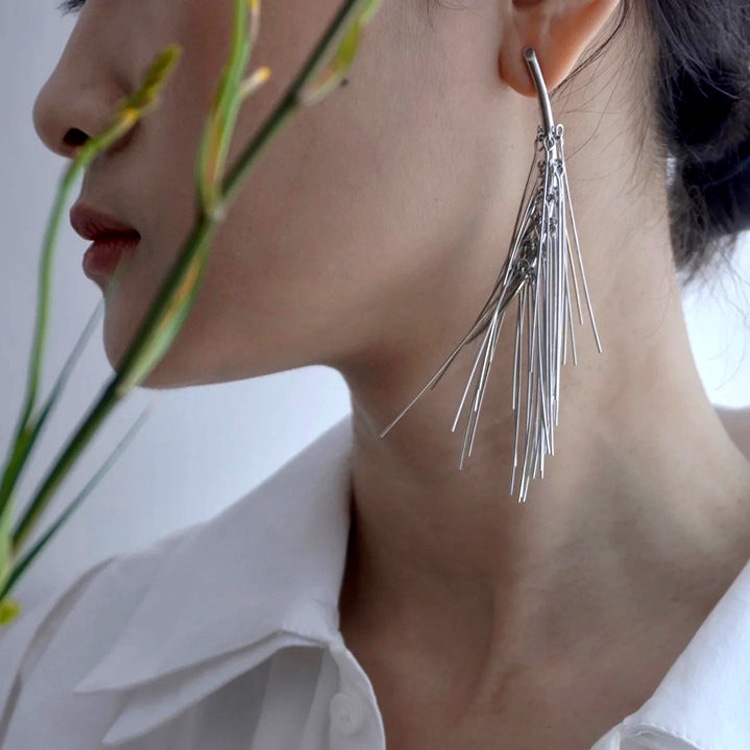 タッセル ロングピアス 2色 ゴールド シルバー OHCA0057
