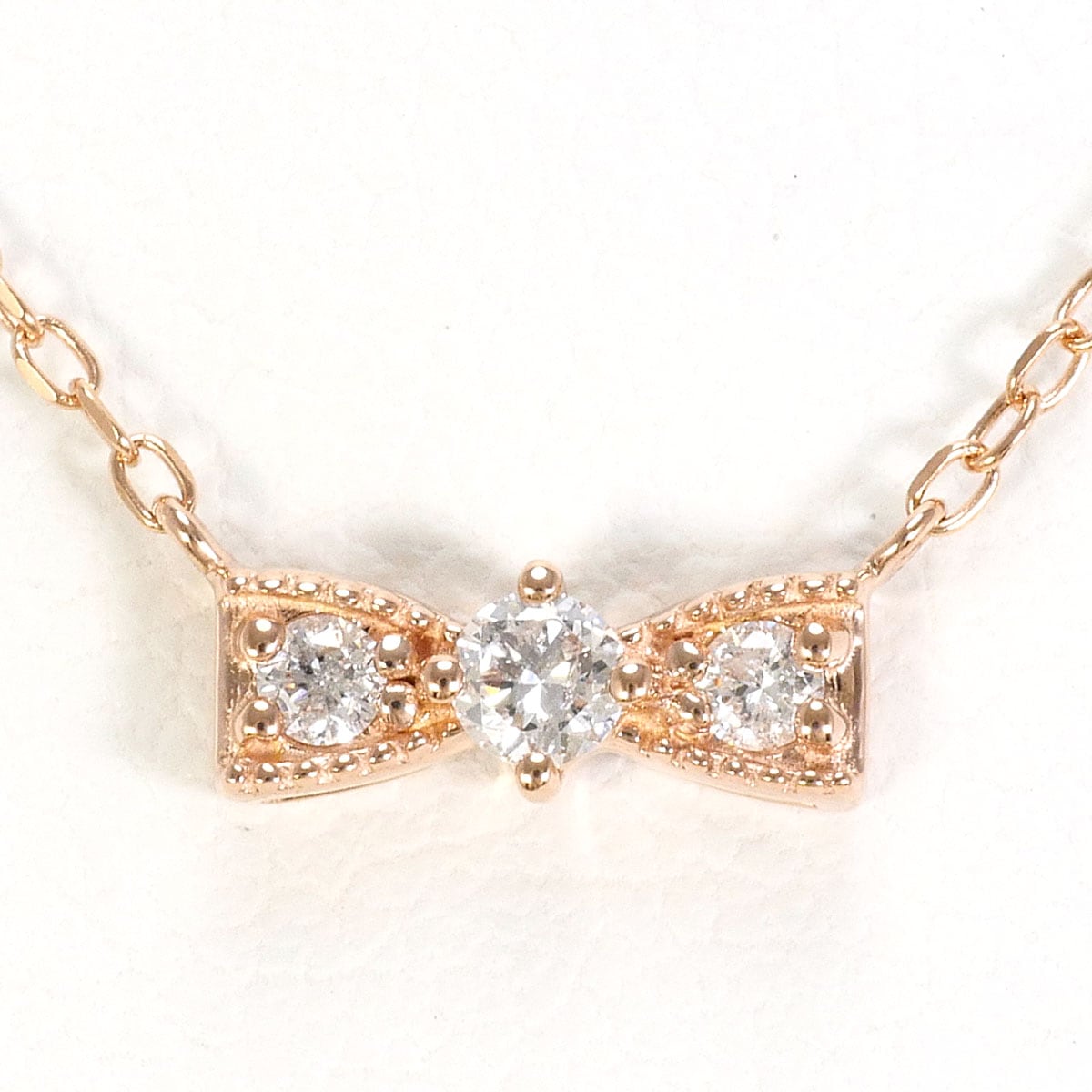 K10 10金 PG ピンクゴールド ネックレス ダイヤモンド（ct刻印なし） 総重量約0.9g 約41cm 中古