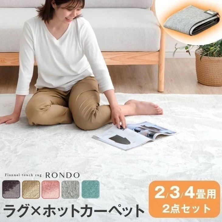 ラグ×ホットカーペット2点セット ラグ 200×250 ホットカーペット 3畳 セット 洗える 軽量 滑り止め付 ラグマット 冬 カーペット 長方形 四角 オールシ