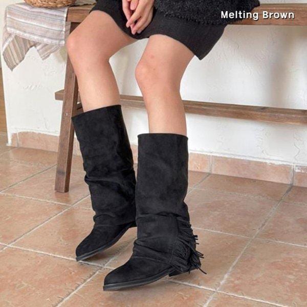 女性スエードフォールディングブーツロングブーツK61