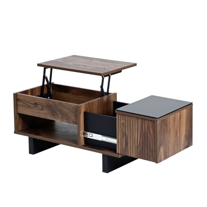 和モダンリフティングテーブル ローテーブル FWM-0003-BRBK ブラウンブラック