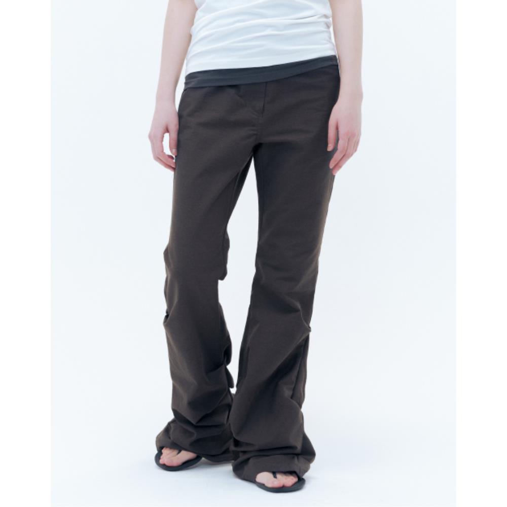 MISEKI SEOUL Cotton shirring bootscut pants BROWN MSK252