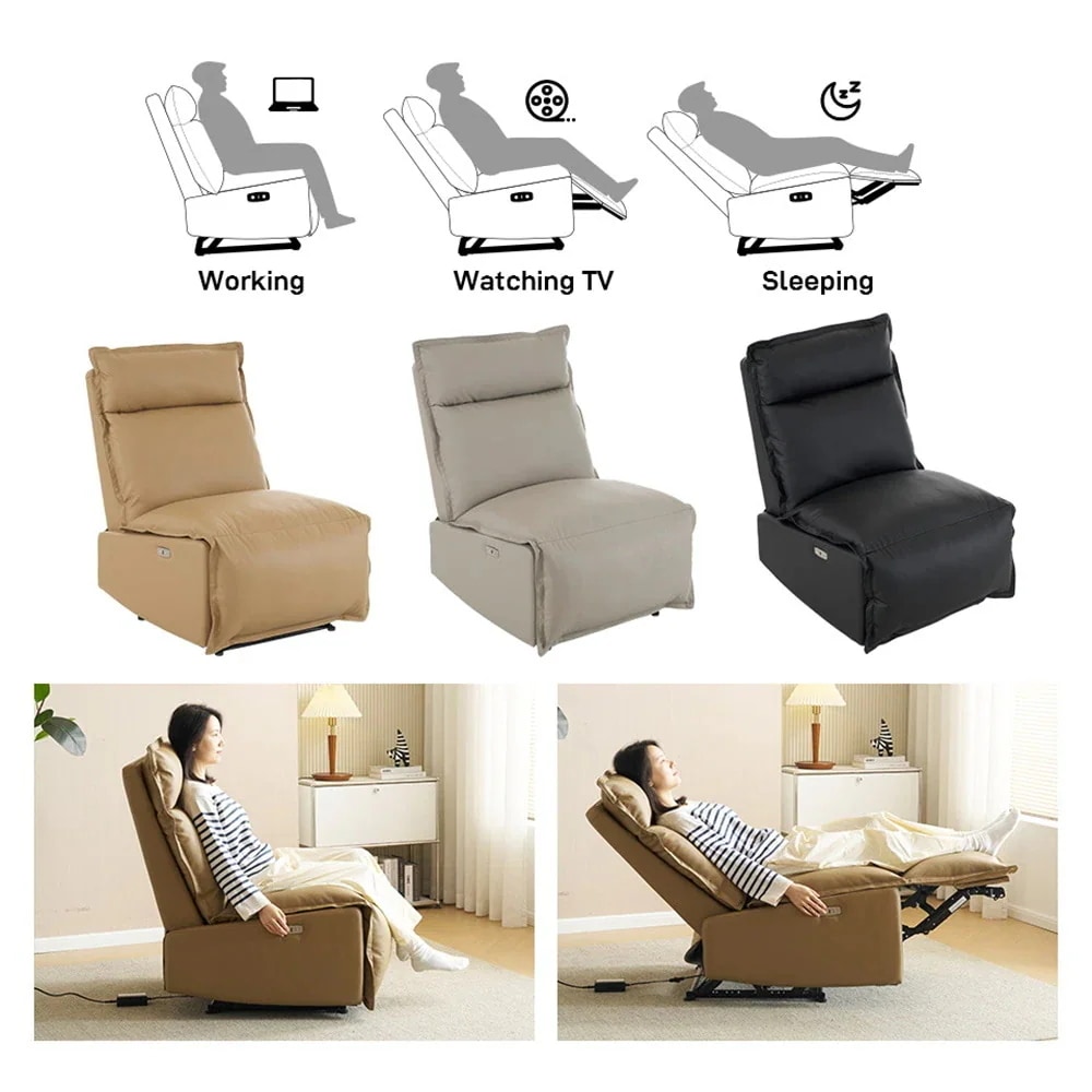 【国内即日発送】リクライニングソファー 肘掛けなし 電動リクライニングソファ オットマン一体型 1人掛け USBポート付き 電動ソファ モーションソファー 電動ソファー スマホ充電可 リクライニングチ