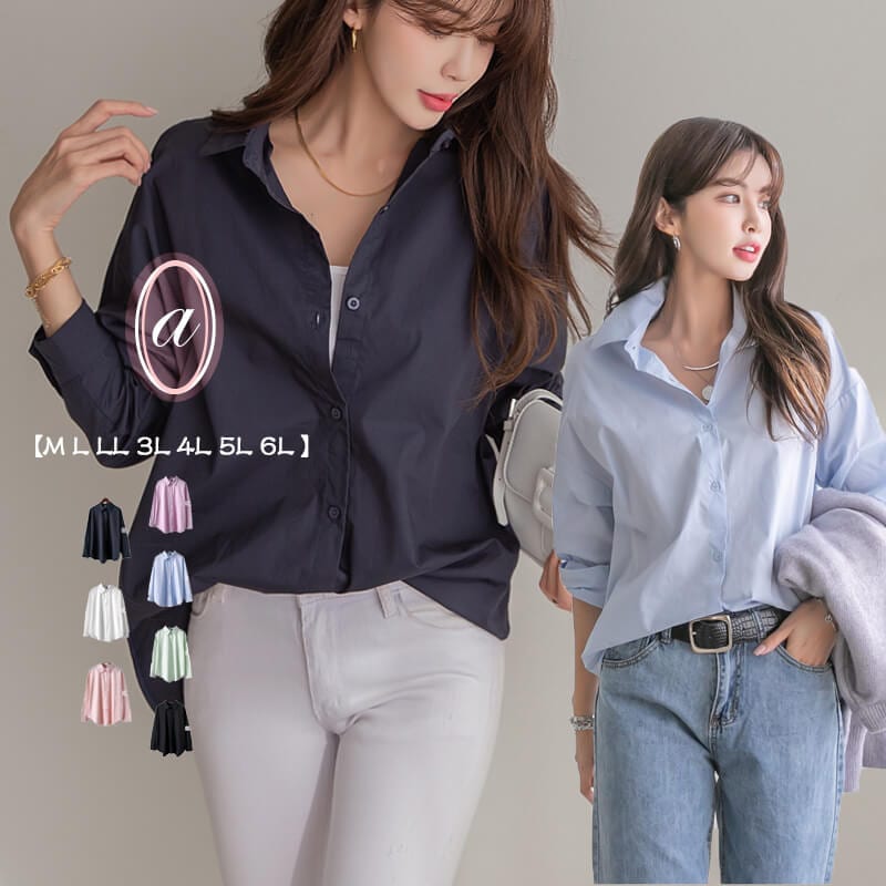 大きいサイズ レディース ブラウス ロングシャツ　プルオーバー 大人 かわいい ナチュラル ガーゼ スキッパー シャツ 綿 長袖 春 夏 肩落ち チェック 無地 ゆったり 半袖ブラウス 4,853円