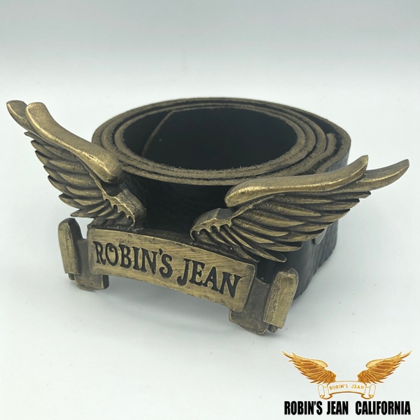 ロビンズジーン ベルト 05-03 ROBINS JEAN メンズ レディース レザーベルト ビンテージ ブラック ウイング バックル ゴールド ロビンジーンズ safari サファリ LEON