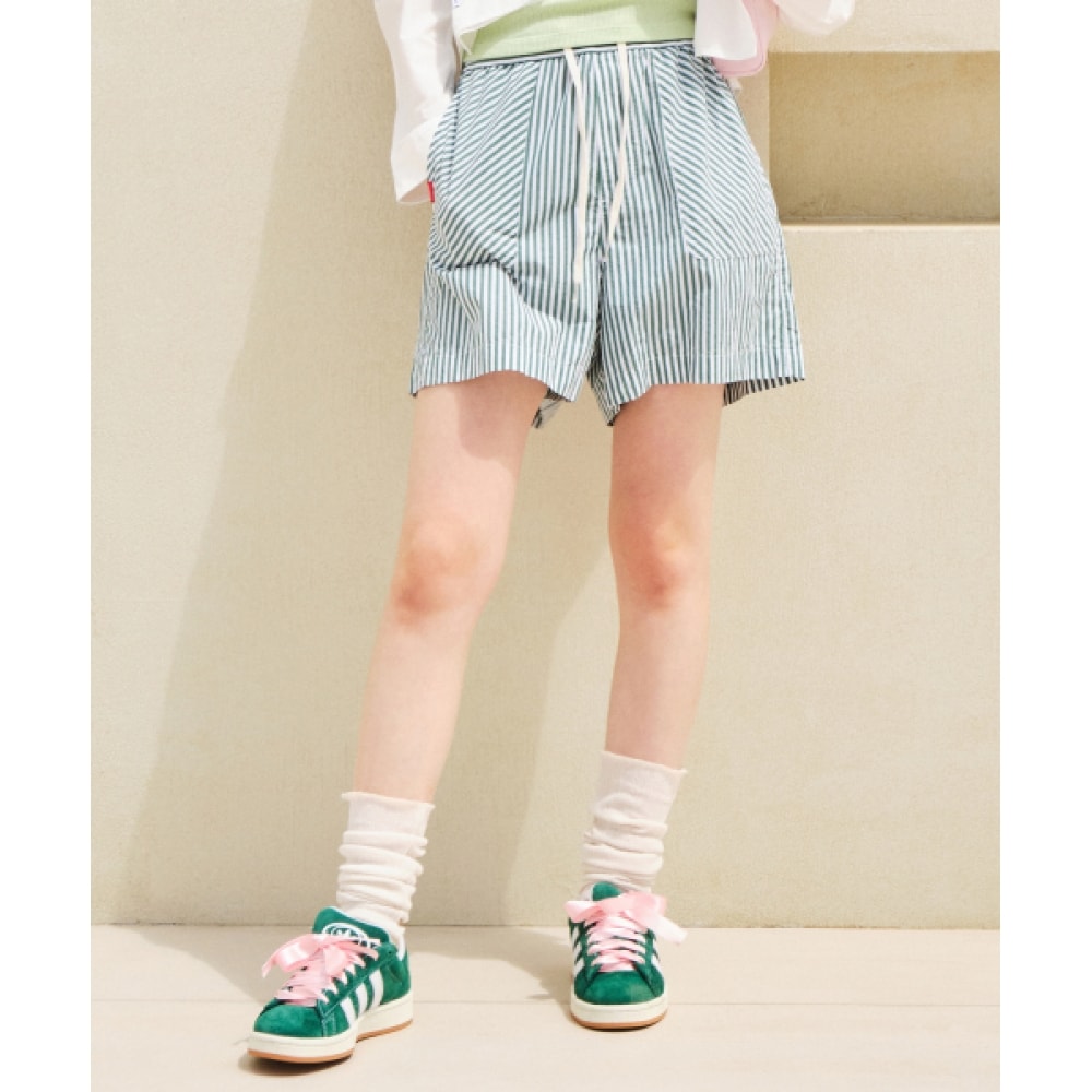 COVERNAT 女性用ストライプボクサーショーツグリーン