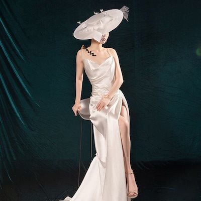 ウエディングドレス スレンダードレス 大きいサイズ 二次会 演奏会 トレーン 海外挙式 パーティードレス お呼ばれ ウェディングドレス リゾートウェディング