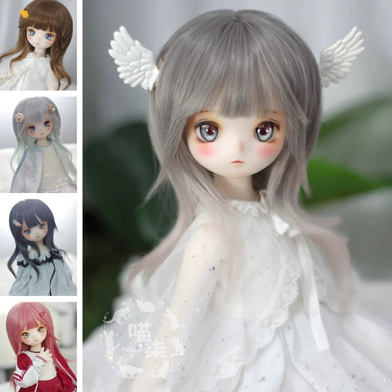 BJDドール用ウィッグ グラデーション染め セミロング パーマ SD/MSD/幼SDサイズ球体関節人形用