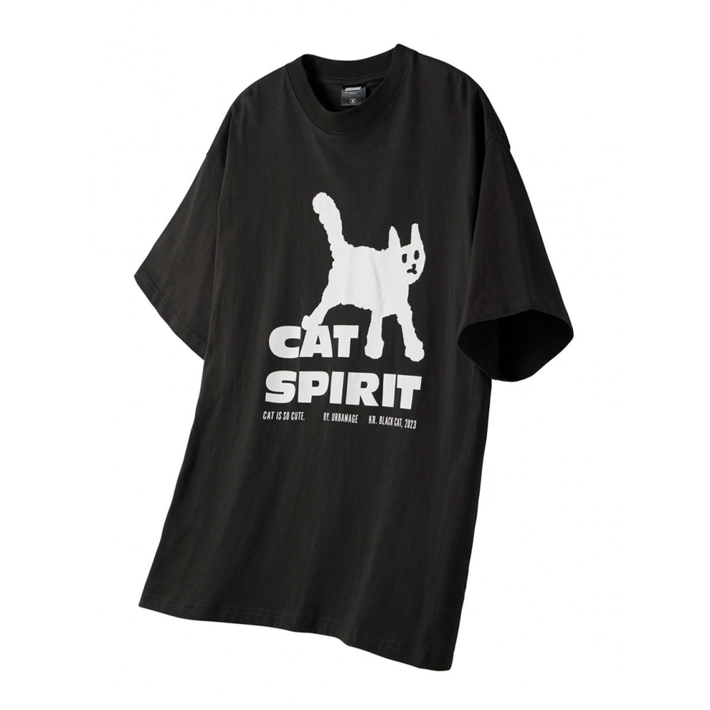 URBANAGE キャットスピリットオーバーショートスリーブチャコール