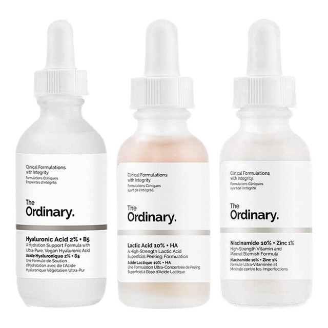 ジ・オーディナリー ヒアルロン酸2%+ビタミンB5 60ml と乳酸10％+ヒアルロン酸 30ml とナイアシンアミド 10% + 亜鉛 1% 60ml のセット